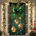 thumbnail image 5 of Decorative Design Christmas Banner Green Ribbon Gold Baubles Branches Ornament for Holiday Celebration Indoor Decoration Home Decor, 5 of 9