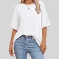 thumbnail image 2 of Letdown Summer Shirts 2026 Womens Solid Color T Shirts for Women Loose Oversized Tops Basic Tee Crew Neck Drop Shoulder Casual Relaxed Fit Top, 2 of 7