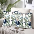 thumbnail image 2 of Floral Embroidered Summer Decorative Throw Pillow Covers 20"x 20" Set of 2, Farmhouse Cottage Navy Blue Green Flowers Leaves Knit Pattern Cotton Canvas Cushion Case for Couch Bed Living Room, 2 of 7