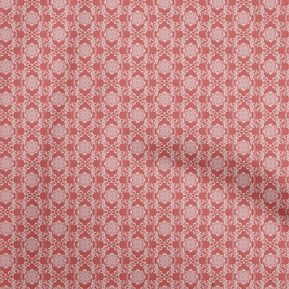 oneOone Cotton Silk Red Fabric Asian Ornamental Fabric For Sewing Printed Craft Fabric By The Yard 42 Inch Wide