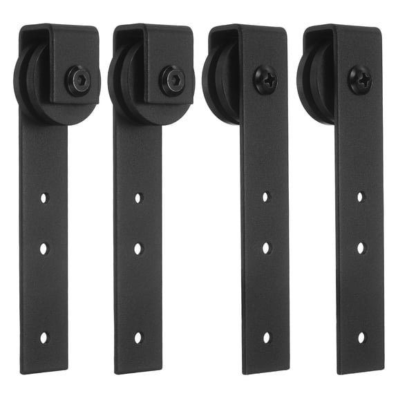 4Pack Sliding Barn Door Hardware Hanger, Mini Sliding Door Hardware for TV Stands Wardrobe Small Cabinets (115x29mm, Straight 3 Holes)