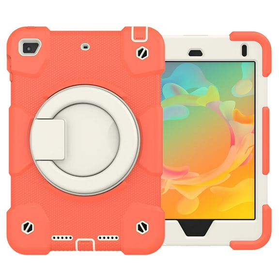 iPad Mini 5th/4th Generation Case, Protective Case with Pencil Holder, [Crossbody Strap], Full-Body Silicone PC Rotatable Kickstand & Hand Strap for iPad Mini 5 / 4, Orange