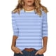 thumbnail image 1 of Camisetas casuales de manga 3/4 para mujer Tops con cuello redondo Azul claro/L, 1 of 5