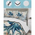 thumbnail image 4 of Quilts Twin Size, Coastal Octopus Soft Comforter Bedding Set for Bed, Vintage Summer Beach Coral Ocean Lightweight Quilted Bedspread with Pillow Cover(2 Pieces) for All Season, 68x86 Inch, 4 of 6