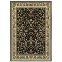 Oriental Weavers Kashan Area Rug - 108B1 - 6'7" x 9'6" - in Black/ Ivory - Vintage Inspired, Stain Resistant, Family and Pet Friendly , Dining, Living Room Rug
