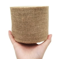 Natural Jute Fabric Roll 4 Inch Wide 10 Yards, Burlap Ribbon for DIY Crafts Gift Wrapping Wedding Decor Home Decoration, Brown