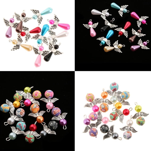 40 Colgantes de de ángel Mixtas para Manualidades, Accesorios de Joyería para Bricoje, Colr, , Pen, Fabricación Baoblaze Colgantes de perlas