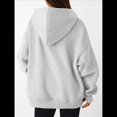 thumbnail image 4 of Sudadera con Capucha de Gran Tamaño con Cuello en V y Abertura para el Pulgar para Mujer, Estilo Y2K, Moda de Otoño. Gris M, 4 of 8