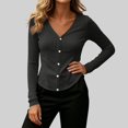thumbnail image 4 of Women's Solid Color V Neck Slim Fit Button Down Long Sleeve Lightweight Knit Cardigan Sweater Jacket, Thin Soft Breathable Figure Flattering, for Summer Cool Windy Daily Vacation Outdoor Grey, 4 of 6