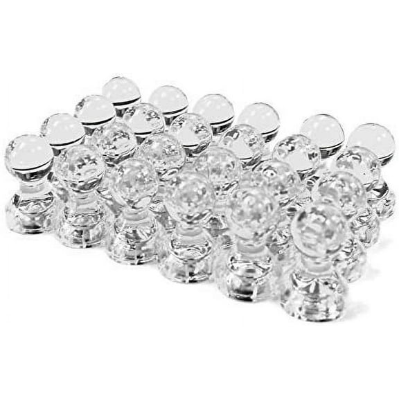 24 Clear Magnetic Push Pins - Perfect Magnets for Fridge, Calendars, Whiteboards, and Maps