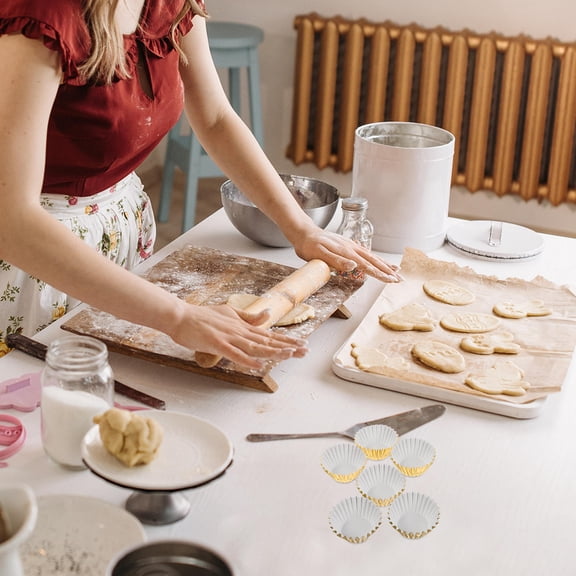 Soimiss Stylish Golden Foil and Paper Muffin Liners, Perfect for Home Baking, 500Pcs