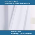 thumbnail image 5 of Cortinas opacas de lino de 84 pulgadas de largo, 100 % absolutamente opacas, con aislamiento térmico, con textura de lino, cortinas con ojales antioxidantes, ahorro de energía con forro blanco, 2 paneles, blanco natural brillante, 100 pulgadas de ancho x 96 pulgadas de largo, 5 of 5