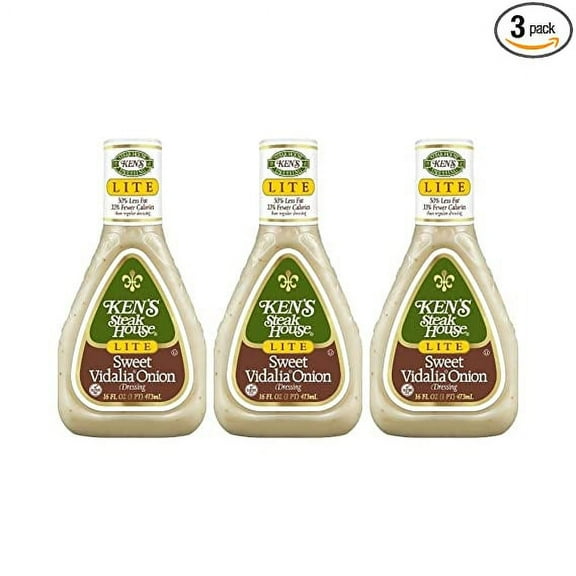Ken's Steak House Lite Sweet Vidalia Onion Dressing, 16 FL OZ (Pack of 3)