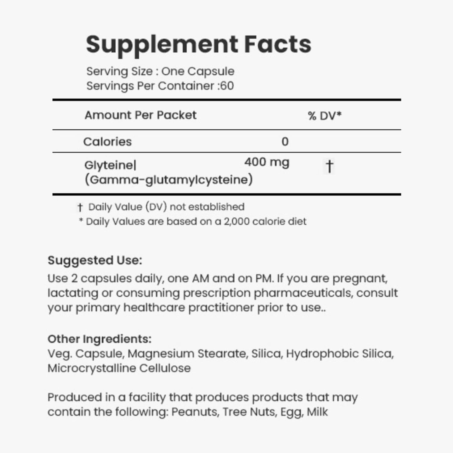 CONTINUAL - G Glyteine 400 mg Capsules | Cellular‑Enhancing Glutathione Supplement | Powerful Antioxidant Support | 30‑Day Supply (60 Capsules)