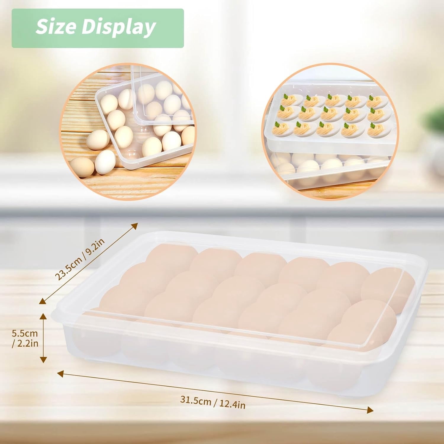 Plastic Egg Containers with Lid (Set of 2),Happon 48 Count Portable Egg Carrier Tray for Party,Portable Egg Holder for Refrigerator,Clear Egg Storage for Party Home Kitchen Supplies