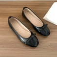 thumbnail image 5 of Gpaecead Women's Bow Flats Solid Color Patent Leather Slip On Soft Sole Comfort Versatile Casual Work Shoes, Black, 5 of 8