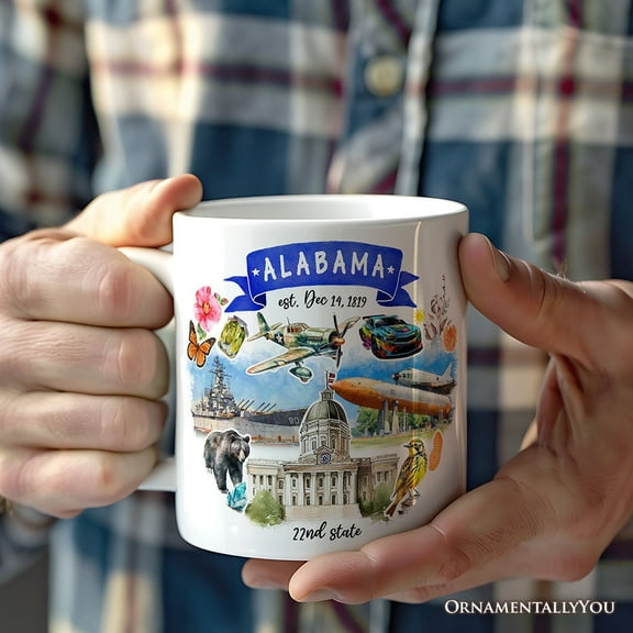 Artistic Alabama State Themes and Landmarks Gift Mug