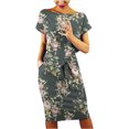 thumbnail image 2 of Robes d'Été pour Femmes Décontractées Col Rond Bretelles Manches Courtes Imprimé Floral Robe Ample avec Poches Robes d'Été pour Femmes 2023 Formelles en Liquidation, 2 of 6