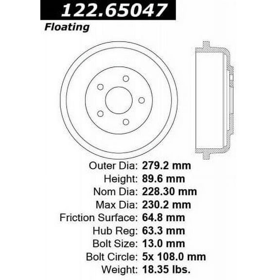 Brake Drum Fits select: 2010-2013 FORD TRANSIT CONNECT