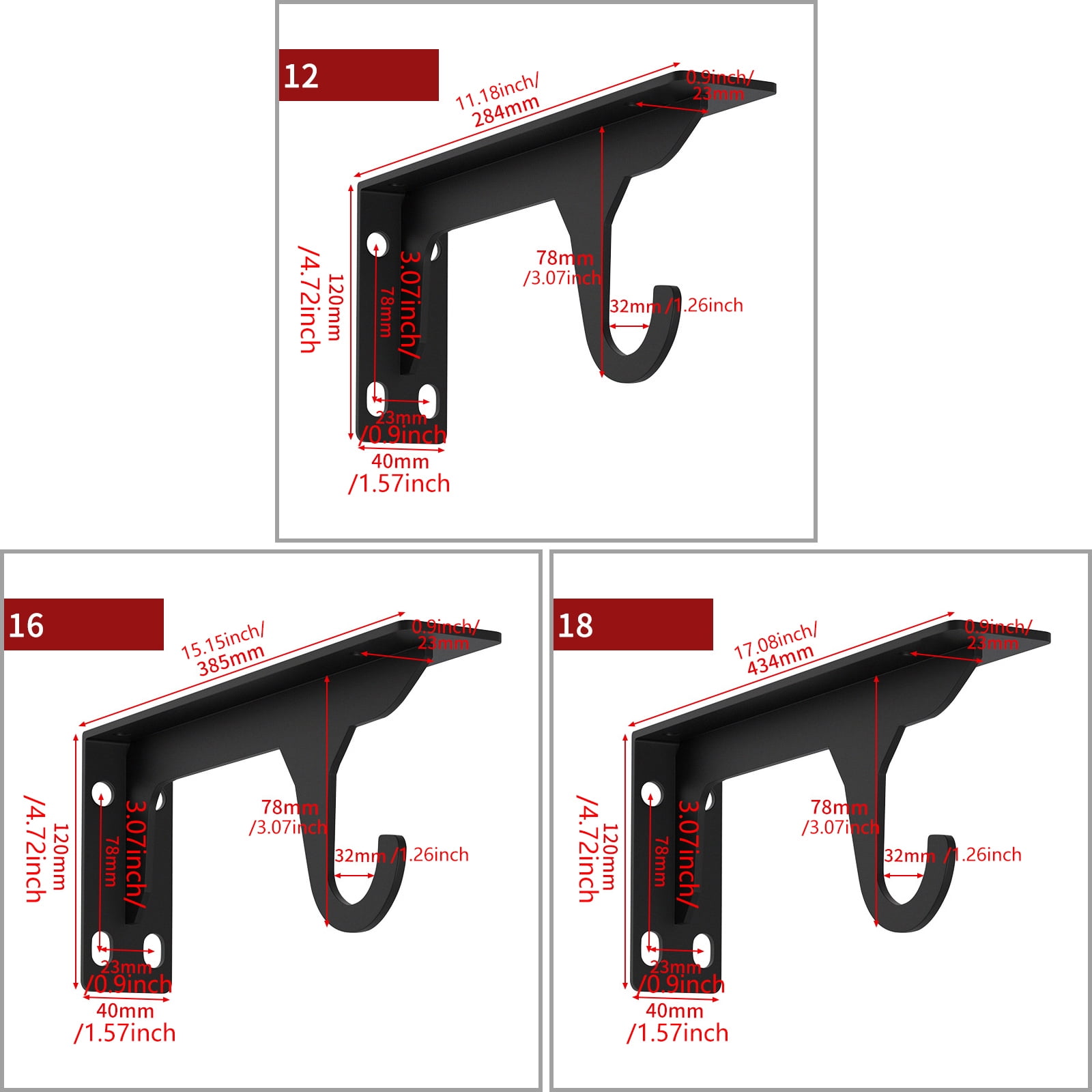 Cold Roll Steel Shelf Brackets 110kg Load Rating Wall Mount Hardware Accessory for Kitchen Laundry Room Organization