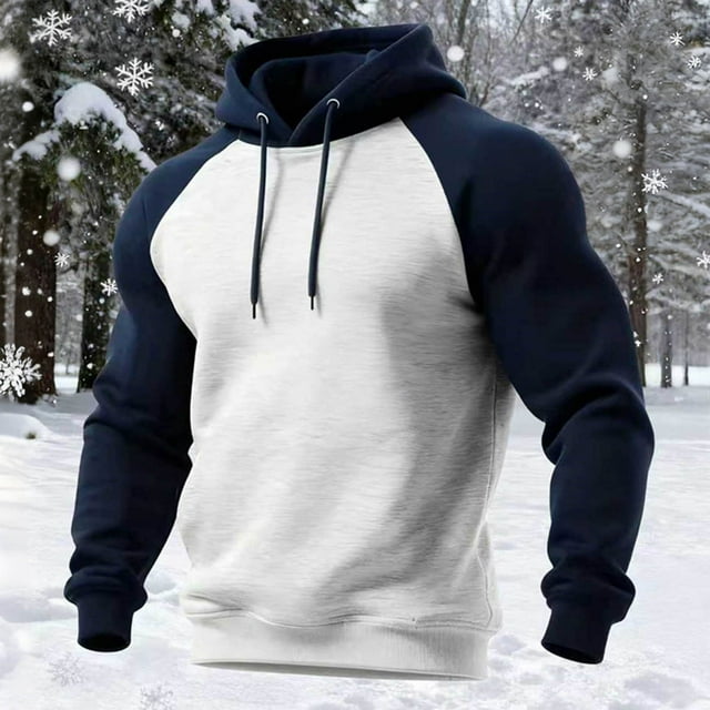 pstuiky camisas de manga larga para hombre, Sudadera con capucha y manga larga con bloques de color para hombre tops de invierno para hombre xl