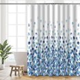 thumbnail image 1 of Shower curtain, 180x200cm, machine washable polyester shower curtain, with ballast hem and 12 hooks, bathroom shower curtain, blue bubble pattern, 1 of 4