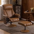 thumbnail image 2 of Mcombo Swivel Recliner with Ottoman, Reclining Chair with Massage, Faux Leather Lounge Chairs for Living Room Bedroom 4539(Saddle), 2 of 9
