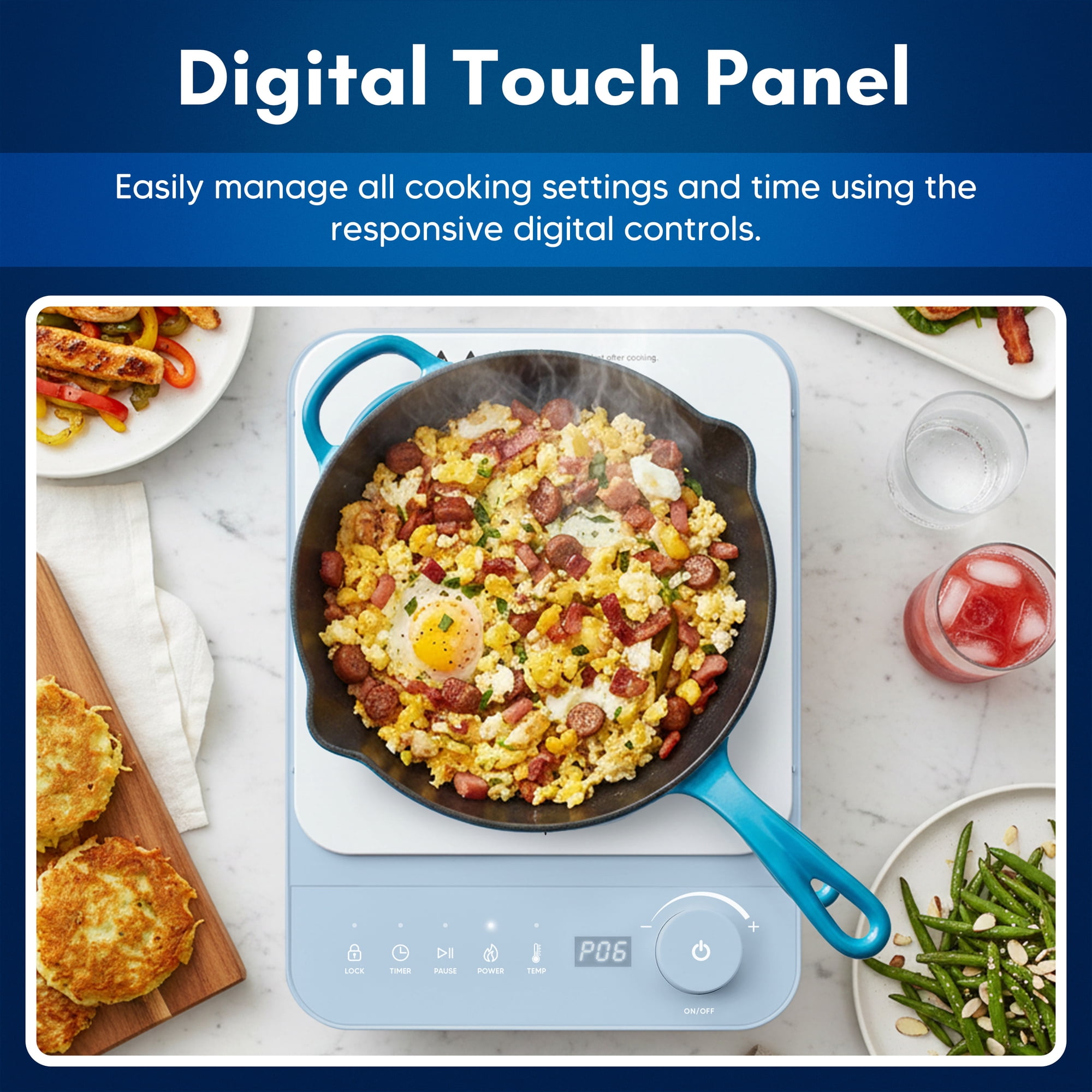 Elite Cuisine EINDL1052 Slimstore Blue Induction Cooktop