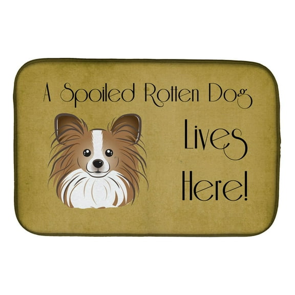 Papillon Spoiled Dog Lives Here Dish Drying Mat
