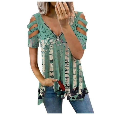 

Qufokar Fall And Winter Maternity Clothes Rainbow Stripe Shirt Tops Collar Womens V-Neck Fold Sleeve Casual Zipper Color Blouse Short Women S Blouse