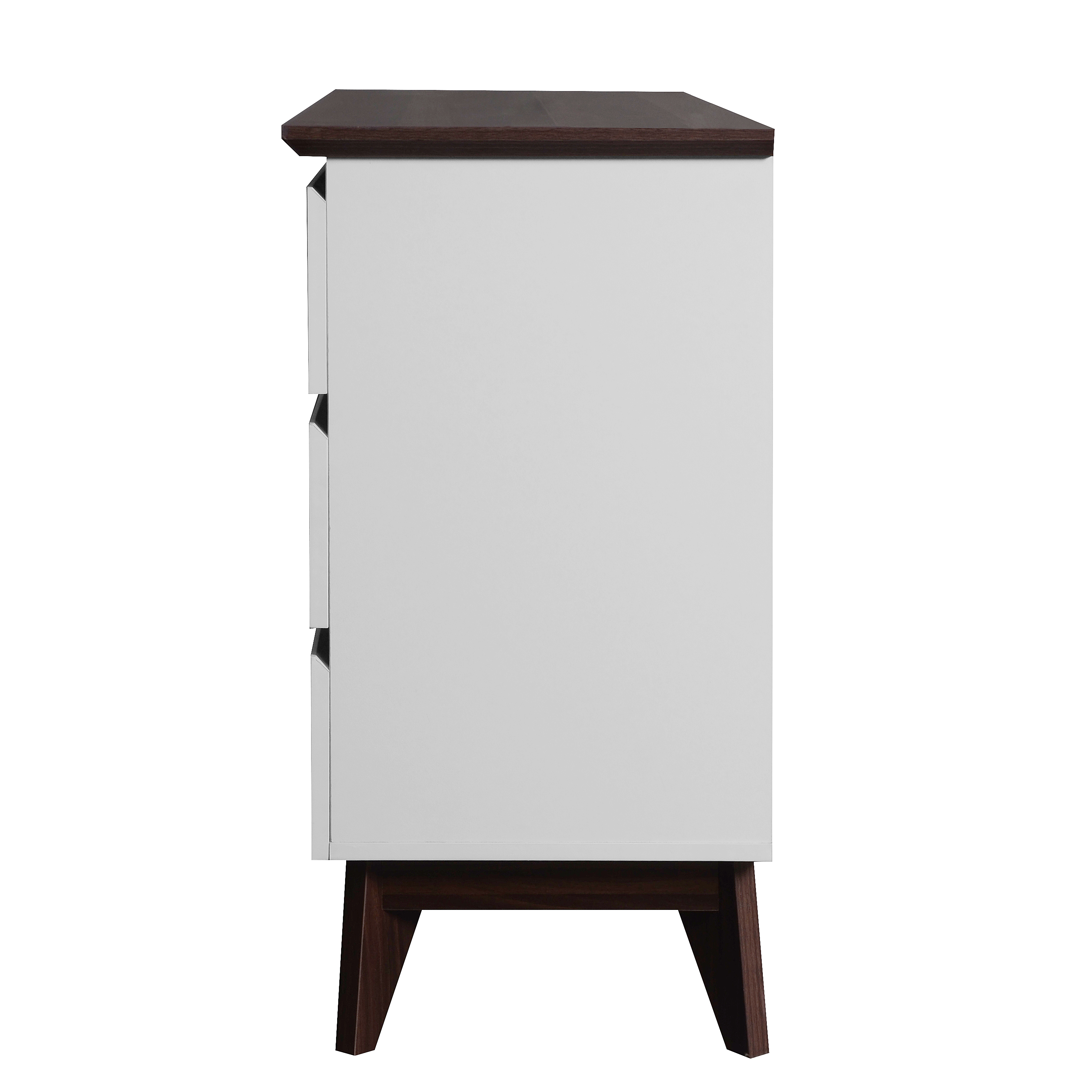 MAYEERTY 6-Drawer Wide Storage Cabinet, Modern Chest of Drawers for Bedroom, Living Room, White & Walnut