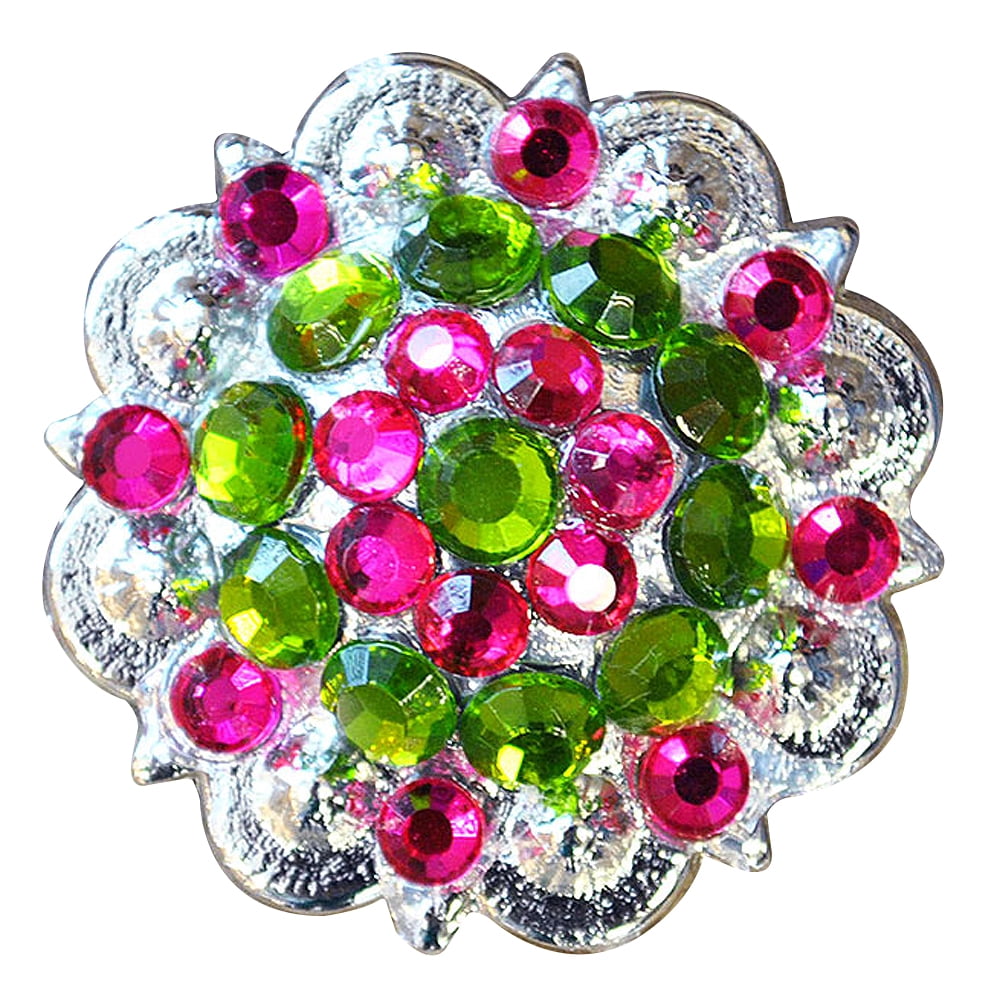 Set Of 8 Hilason Western Berry Conchos Glass Rhinestones Bling 1 5