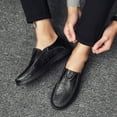 thumbnail image 4 of nsendm Male Shoes Adult Mens Moccasins Shoes Leather British Style Flat Heel Low Top Soft Sole Mens Leather Slip on Shoes Size 11 Wide Black 10.5, 4 of 7