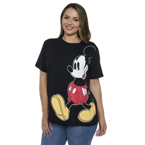 Womens Plus Size Disney Mickey Mouse T-Shirt Short Sleeve Black