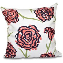 Simply Daisy 16" x 16" Spring Floral 1 Floral Outdoor Pillow, Navy