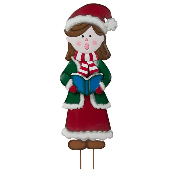 Metal Girl Caroler by Fox River Creations, Winter Holiday Yard Décor