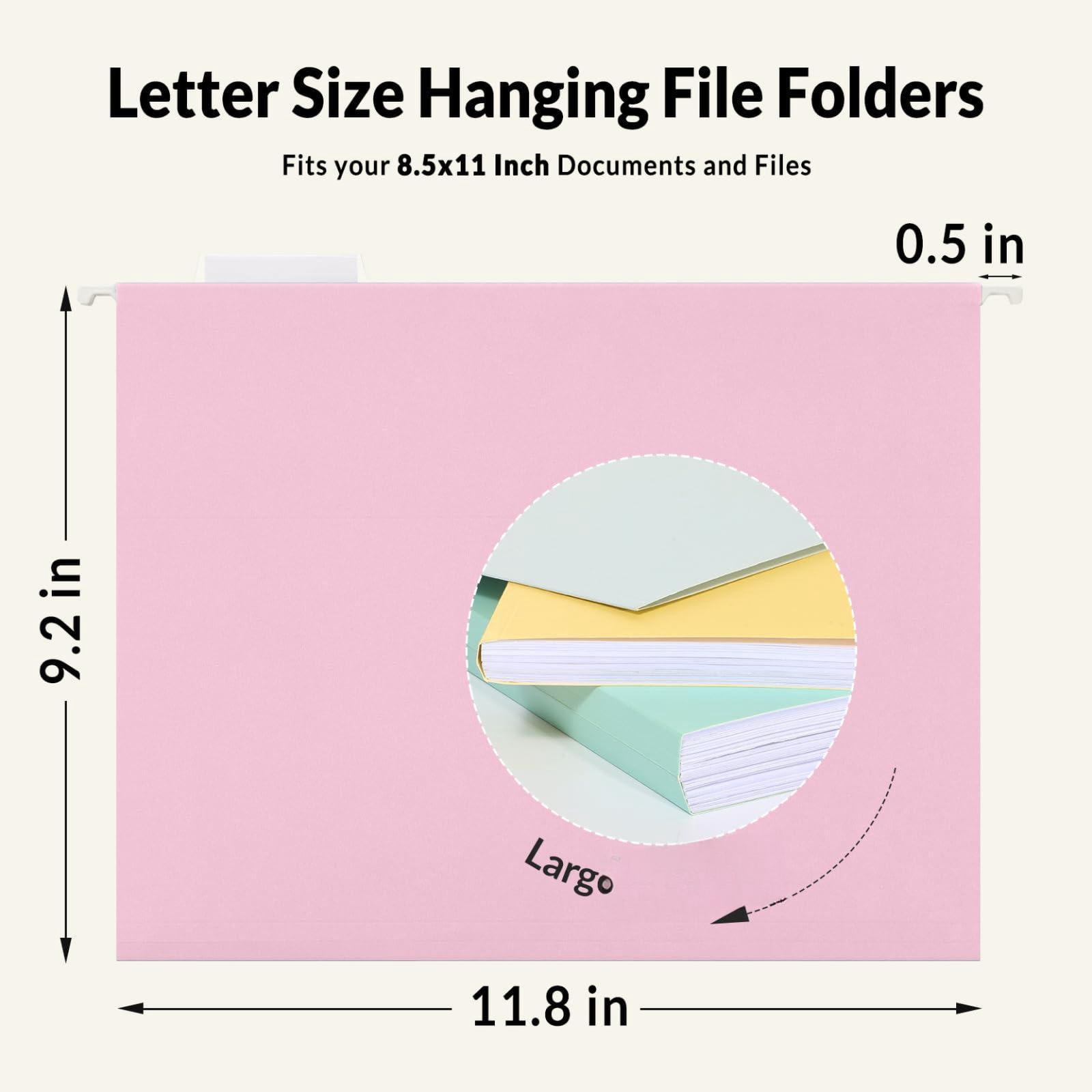 Hanging File Folders  50 Pack Letter Size With 1/5-cut Tabs Stay Organized For Your Home And Office Bulk Documents Paper 10 Macaron Colors