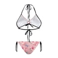 thumbnail image 2 of Uourmeti Women's Halter Neck Two Piece Bikini Set - Pink Hibiscus Floral & Butterfly Print - Sexy Tie Side Swimsuit for Beach Vacation & Pool Party, 2 of 9
