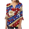 thumbnail image 2 of Lorytime Fourth of July Shirts for Women Patriotic Graphic Outfits Red White and Blue Outfits 3/4 Sleeve Holidays Wear, 2 of 5