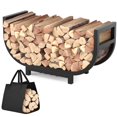 thumbnail image 1 of HXJLJY 30-inch Firewood Rack Outdoor Indoor with Log Carrier Bag, Stable Log Holder Rustproof Metal Wood Rack for Fireplace Patio, 1 of 9