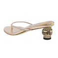 thumbnail image 3 of XYD Women Bling Thong Crystal Block Low Heel Sandals Flip Flops Round Open Toe Slip On Casual Dressy Shoes Size 15 Champagne, 3 of 4