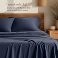 thumbnail image 3 of Bare Home Bamboo Sheet Set - Made from Rayon Fibers - Deep Pockets - 3 Piece - Twin XL, Midnight Blue, 3 of 10