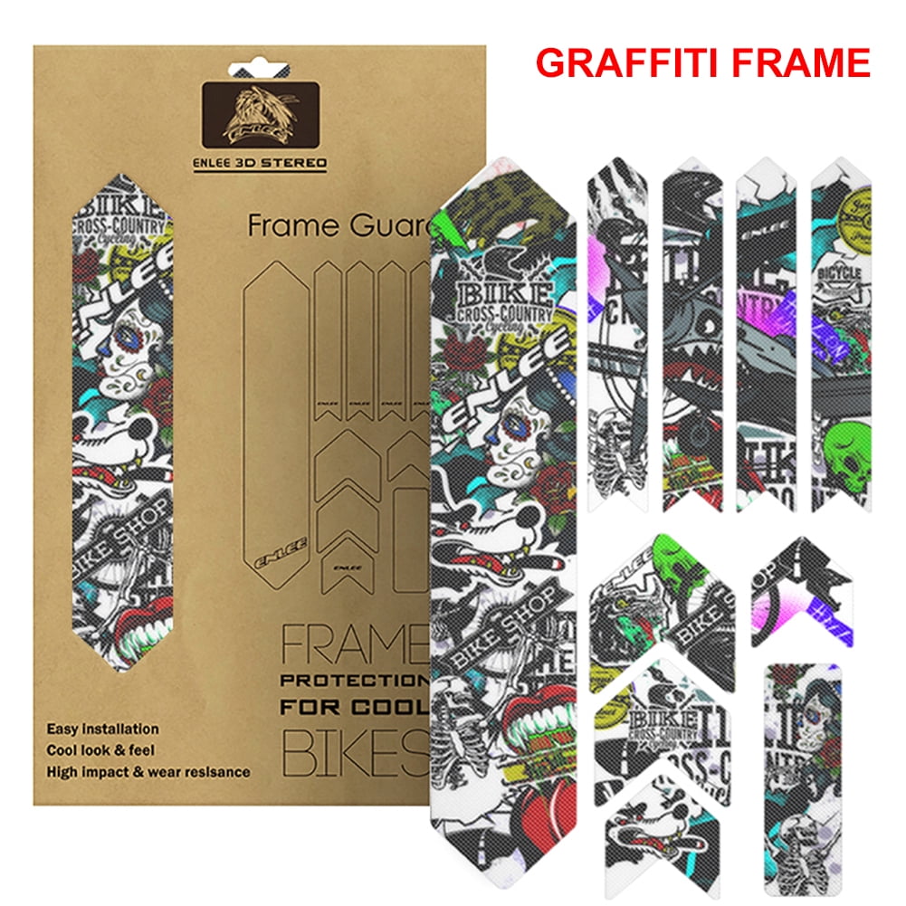 BLEEUS 3D Protective Stickers Mtb Road Bike Frame Sticker Cycling Essentials (Frame Graffiti)