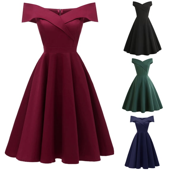 Swuxness Women Sleeveless Vintage Dress, Women Mid Length Evening Gown, Women's Elegant Solid Color Fitted Waist Style Formal Evening Gown Long Dress Black, L