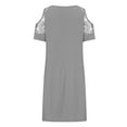 thumbnail image 4 of Edvintorg Summer Dresses for Women 2025 Casual V-Neck Color Lace Cotton and Linen Short Sleeve Dress Knee Length Vintage Vacation Outfits for Women, 4 of 5