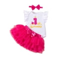 thumbnail image 3 of Rhuody 0-3 Months Newborn Girls Outfits Short Sleeve Birthday Dress Crewneck Romper Skirt For First Birthday Celebration Adorable Clothing Pink1, 3 of 5