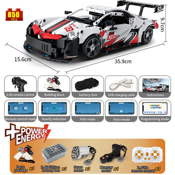 Moter Power-Juego de bloques de construcción de coche de carreras para niños, juguete técnico con aplicación de Control remoto, regalo, Moc, 2023
