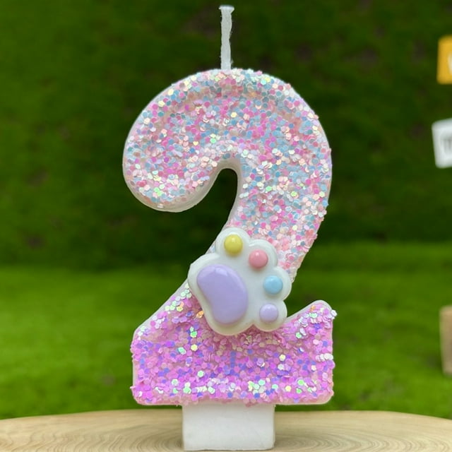 Birthday Number Candles, Paw Print Design, Cake Decoration, Party Toppers with Holders, Assorted Numbers for Celebrations, Dog Theme Parties