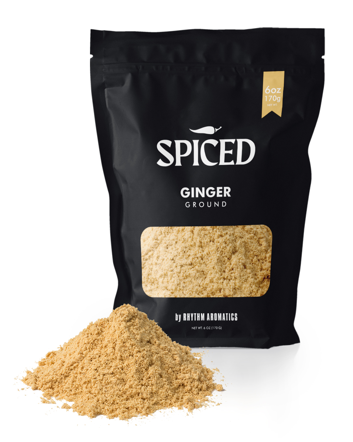 SPICED Ground Ginger Powder, 6oz of Grounded Ginger Spice in Resealable Bag, Great for Baking, Seasoning, Chutneys, Curries, Vegetable Dishes and Even Tea