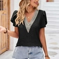thumbnail image 4 of Njoeus Women's Summer Lace V-Neck Eyelet Tunic Tops Short Sleeve Tee Shirts Loose Casual Dressy Blouses S-XXL, 4 of 5